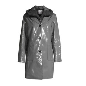NWT Jane Post Raincoat Slicker Gray removable Faux Fur Vest XS